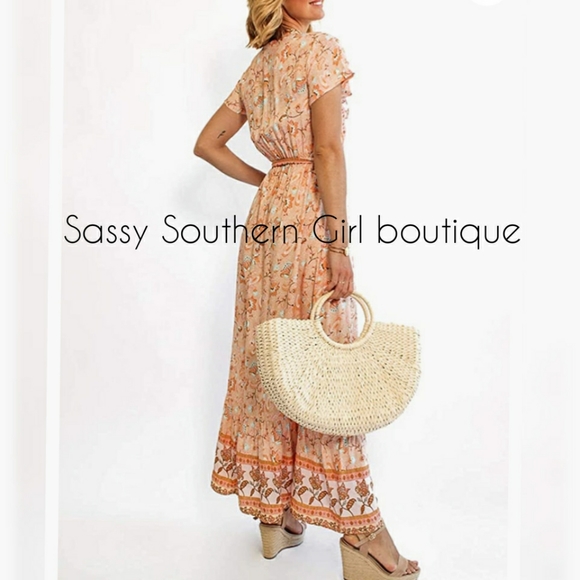 ⭐🆕 Boho gypsy floral wrap maxi dress - Picture 4 of 6